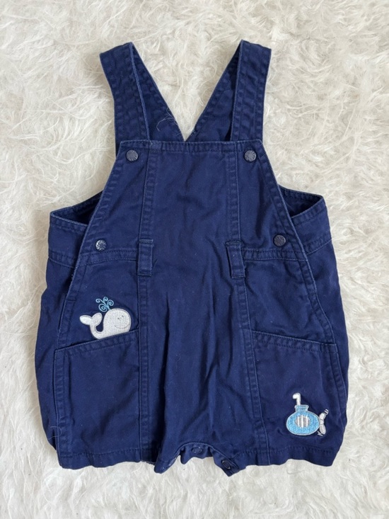 Other - Nautical, Coastal, Preppy Navy Blue Baby Overalls with Appliqués